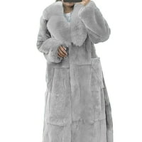 Fau fur за огромно подплатено яке жени плюс размер луксозен fau furs палто топло връхни дрехи с дълъг пал