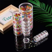 Смесени размери подредени кръгли пластмасови контейнери Колонни буркани за съхранение на мъниста за копчета за мъниста и малки находки на бижута