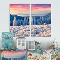 Art DesignArt Удивителен зимен изгрев в планините Пейзажно платно Стенно изкуство Печат 12 W 20 H 1 D