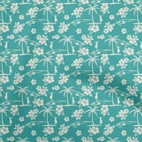 OneOone Cotton Poplin Turquoise Blue Fabric Tropical Quilting Consusties Print Sheing Fabric до двора