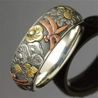 Винтидж пръстен с пръстен с пръстен Слънчогледов пръстен за парти