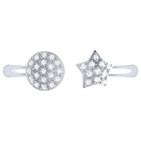 Luvmyjewelry Full Moon Star Design Natural Diamond Open Ring за жени - Предлага се в сребърни пръстени за сватба и специални поводи