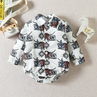 Бебешко малко дете Сладко боди момче есен зимни дрехи крава печат ромпер дълъг ръкав onesie риза romper западно облекло за 18- месеца