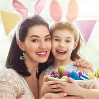 Обеци двойни заек отпечатани бижута Обеци Великденски момичета Капка за жени цветни бижута, сайдови сладки обеци