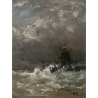 Willem Mesdag Lighthouse Breaking Waves рисува екстра Голям XL Wall Art Poster Print