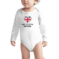 Просто малко британско сърце британски флаг бебе с дълъг ръкав ромпер