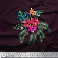 Soimoi Moss Georgette Fabric Flarral & Leaves Tropical Print Fabric край двора