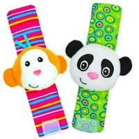 Бебешки китки дрънкалки играчки и крак чорап за чорапи за бебета, бебешки играчки 0-3-6- месеца, глезена дрънкане на новородени играчки за бебета или момиче душ подарък