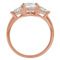 2. CT Brilliant Emerald Cut симулиран диамант 14K розово злато тритонен пръстен SZ 7.5