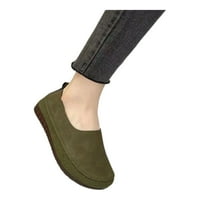 Wazshop Womens Flats Класически ежедневни обувки Комфортни мокасини Дишащ плъзгач на обувки с лодка Жени кръг пръст на пръсти Леко зелено 5
