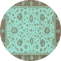Ahgly Company на закрито кръгло ориенталско светлосини традиционни килими, 4 'кръг
