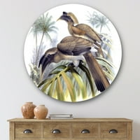 Art DesignArt 'Vintage Australian Birds xiv' Традиционно метално кръг стена изкуство - диск на
